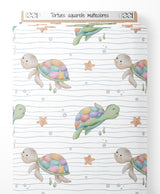 Tissu - Tortues aquarelle multicolores