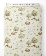 Tissu - Canards et arbres au bord de l'eau