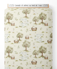 Tissu - Canards et arbres au bord de l'eau
