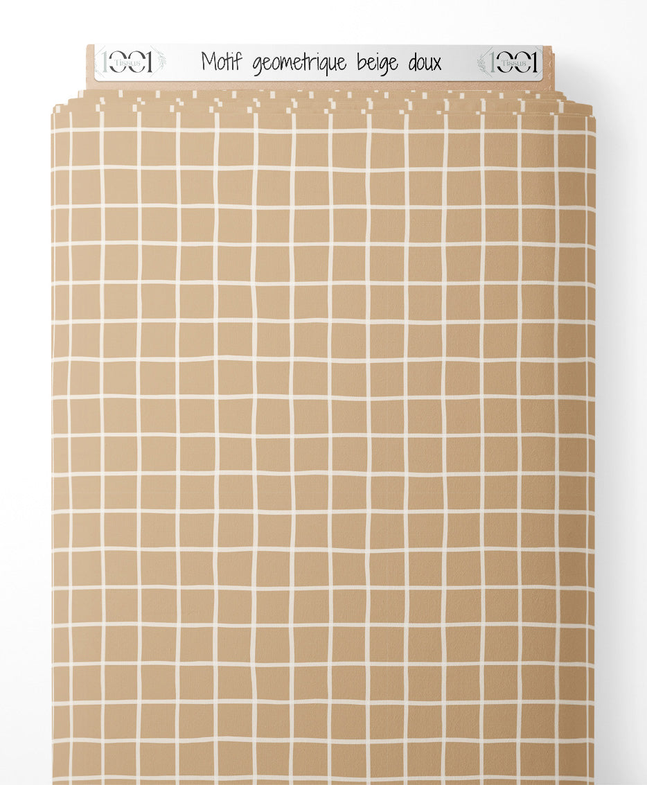Tissu - Motif géométrique beige doux