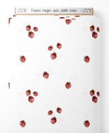 Tissu - Fraises rouges avec points roses