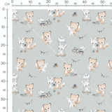 Tissu - Renards et lapins festifs