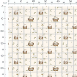 Tissu - Canards et paniers gris