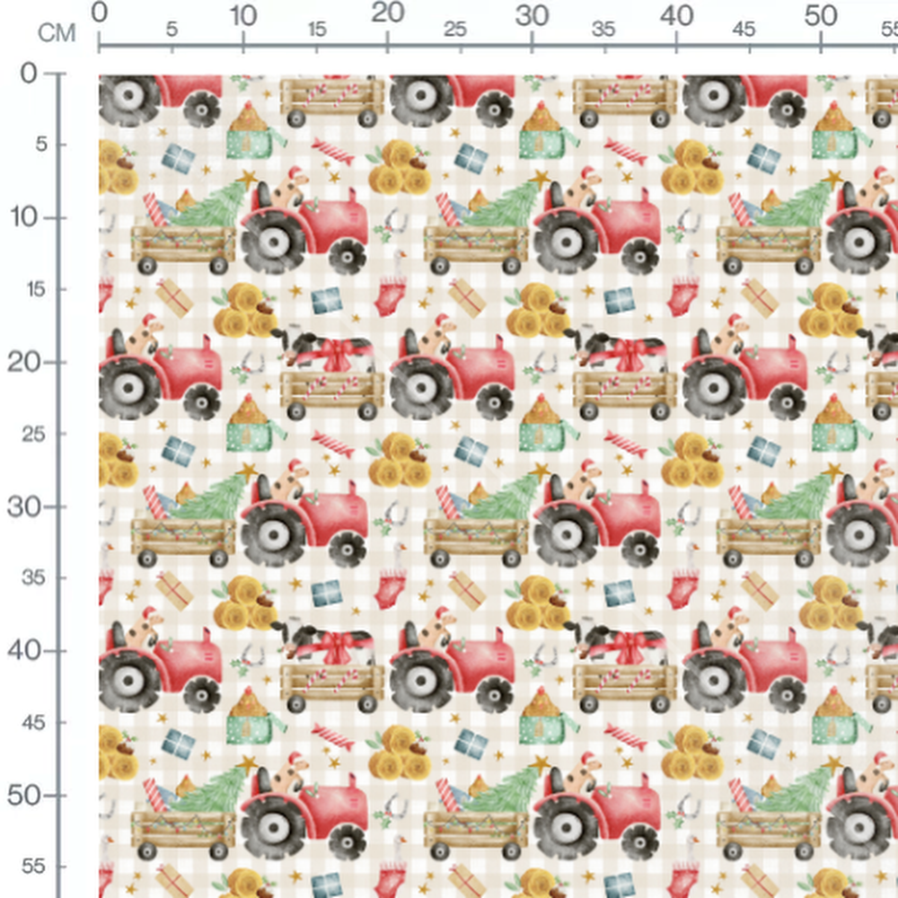 Tissu - Tracteurs et animaux festifs