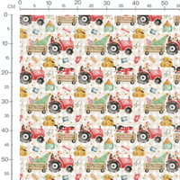 Tissu - Tracteurs et animaux festifs