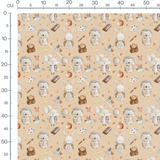 Tissu - Animaux scolaires sur beige