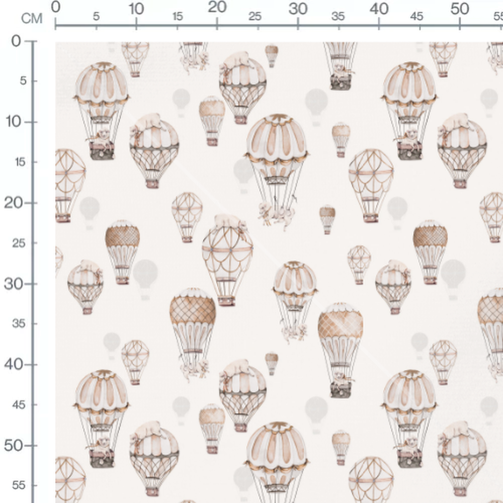 Tissu - Montgolfières avec chats doux