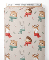 Tissu - Animaux écharpes sur fond beige