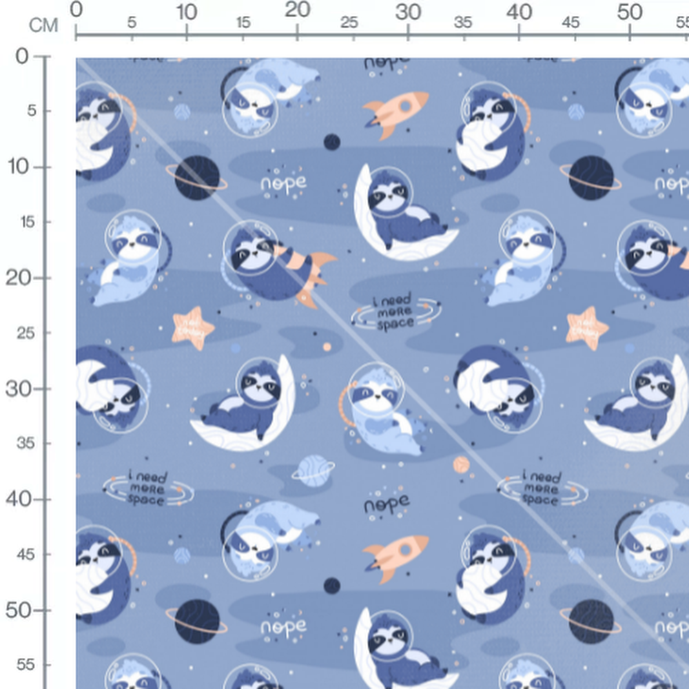 Tissu - Paresseux spatiaux colorés