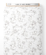 Tissu - Lapins et souris dessinés