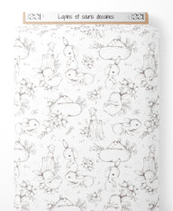 Tissu - Lapins et souris dessinés