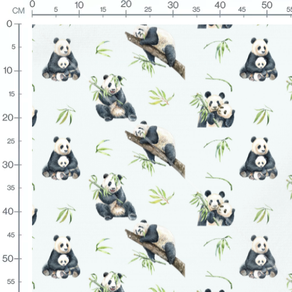 Tissu - Pandas sur bambous verts