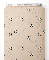 Tissu - Ballons de football beige