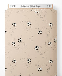 Tissu - Ballons de football beige