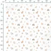 Tissu - Animaux de ferme colorés