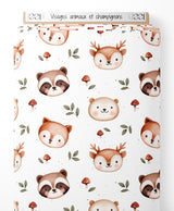 Tissu - Visages animaux et champignons