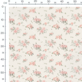 Tissu - Roses roses et branches vertes