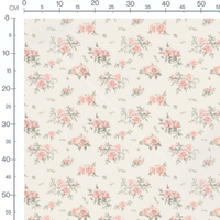 Tissu - Roses roses et branches vertes