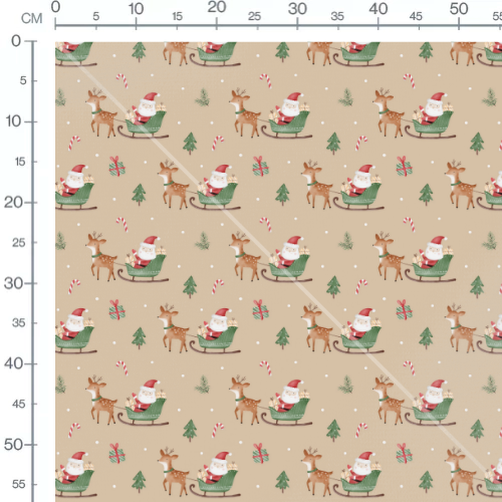 Tissu - Père Noël en traîneau