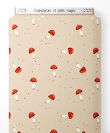 Tissu - Champignons et points rouges