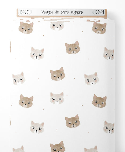 Tissu - Visages de chats mignons