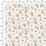 Tissu - Rennes et neige sur beige
