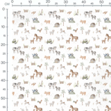 Tissu - Ferme colorée sur fond blanc