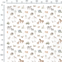 Tissu - Ferme colorée sur fond blanc