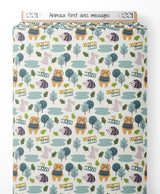 Tissu - Animaux forêt avec messages