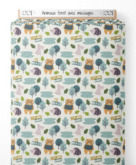 Tissu - Animaux forêt avec messages