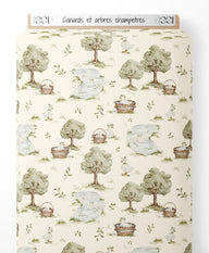 Tissu - Canards et arbres champêtres