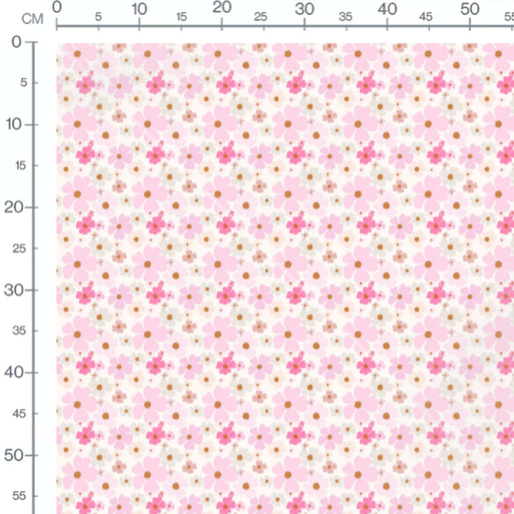 Tissu - Fleurs roses sur fond blanc 3