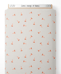 Tissu - Cônes orange et blancs