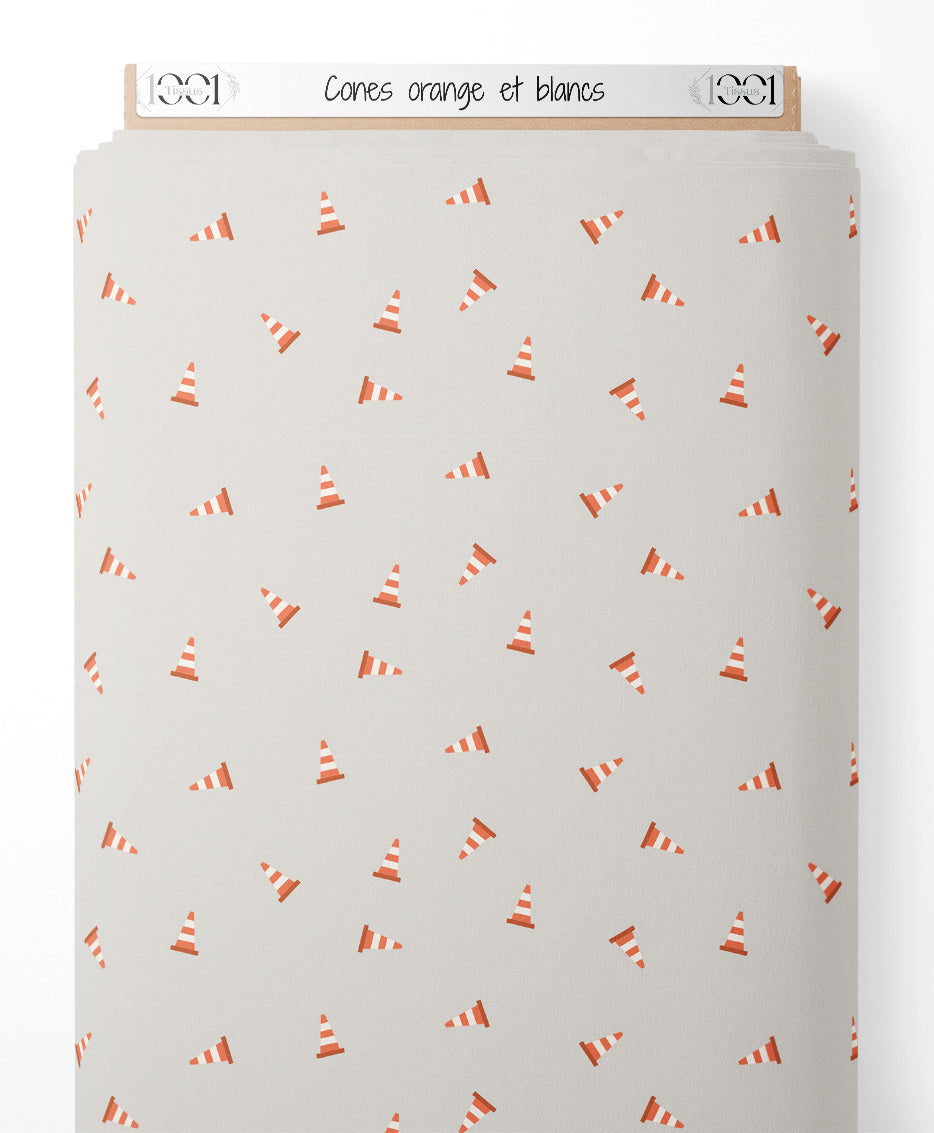 Tissu - Cônes orange et blancs