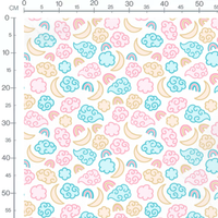 Tissu - Nuages et arcs-en-ciel pastel
