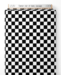 Tissu - Damier noir et blanc classique