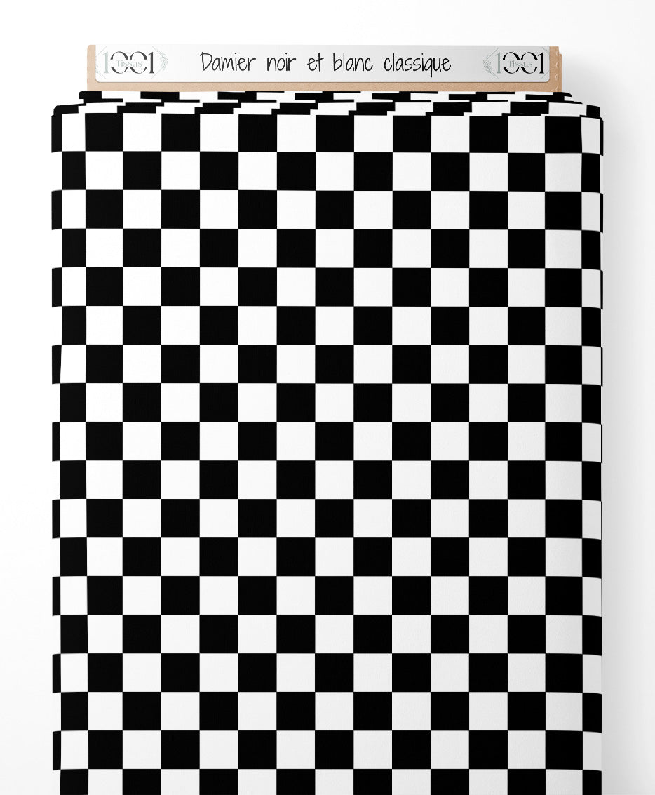 Tissu - Damier noir et blanc classique