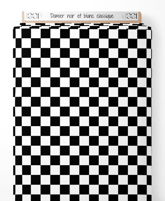 Tissu - Damier noir et blanc classique