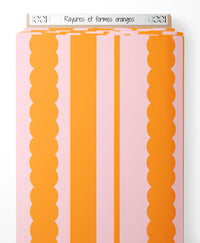 Tissu - Rayures et formes oranges