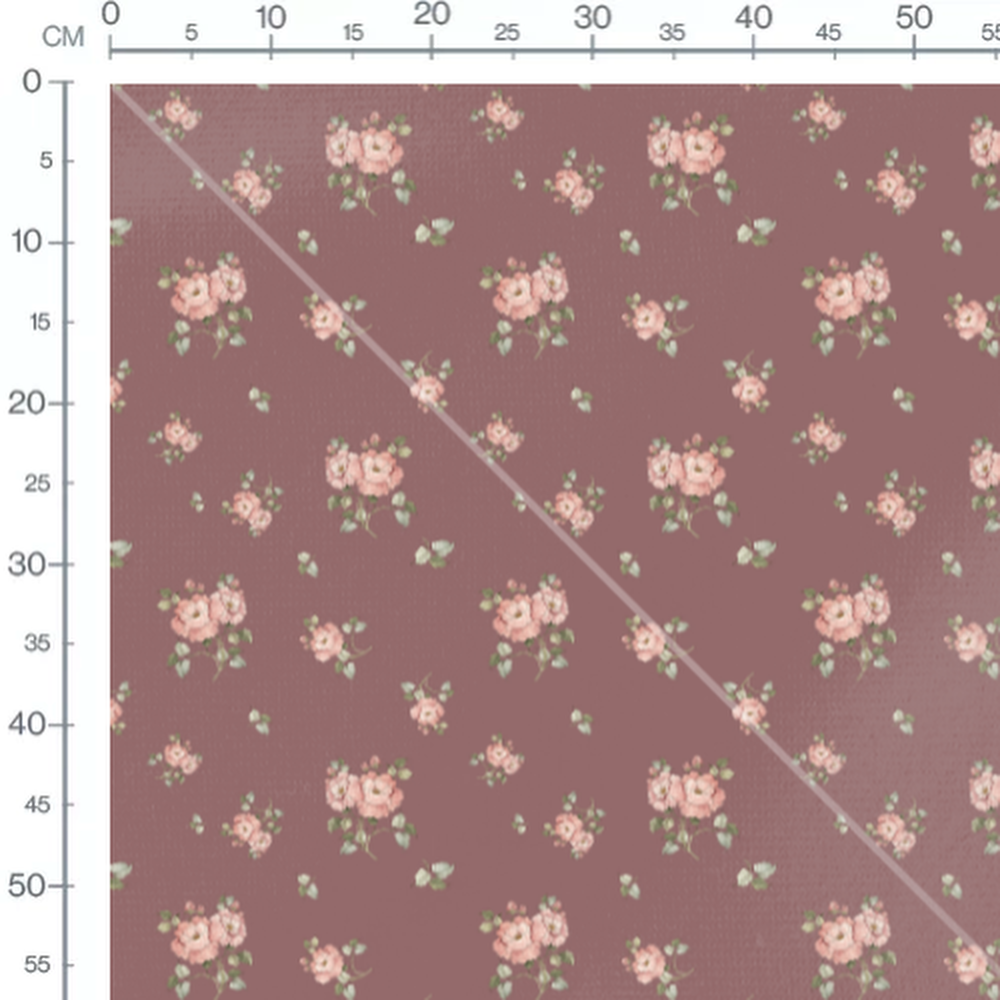 Tissu - Bouquets de roses sur fond mauve
