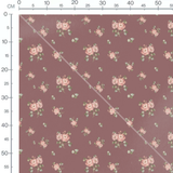 Tissu - Bouquets de roses sur fond mauve