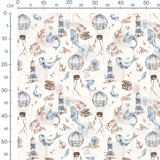 Tissu - Baleines et phares beiges
