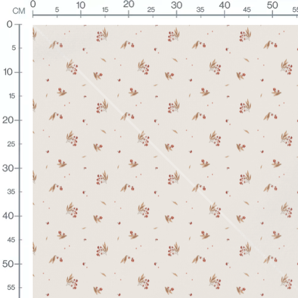 Tissu - Baies rouges et feuilles marron