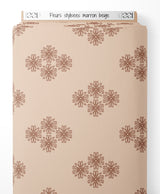 Tissu - Fleurs stylisées marron beige