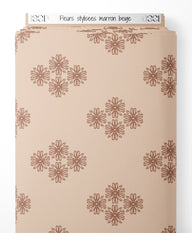 Tissu - Fleurs stylisées marron beige