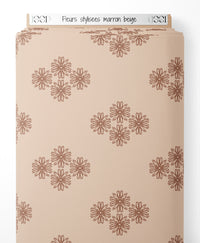 Tissu - Fleurs stylisées marron beige