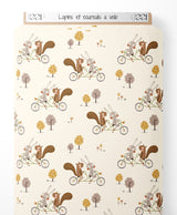 Tissu - Lapins et écureuils à vélo