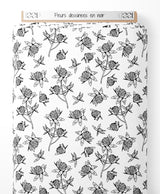 Tissu - Fleurs dessinées en noir