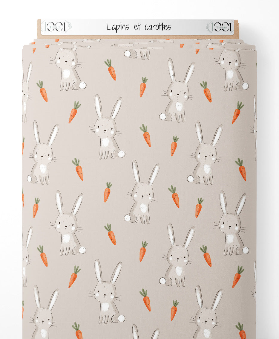 Tissu - Lapins et carottes