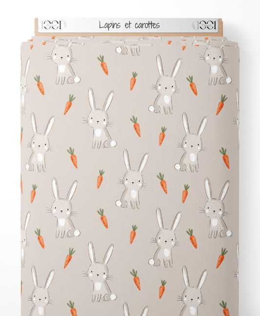 Tissu - Lapins et carottes